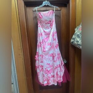 Pink butterfly prom dress